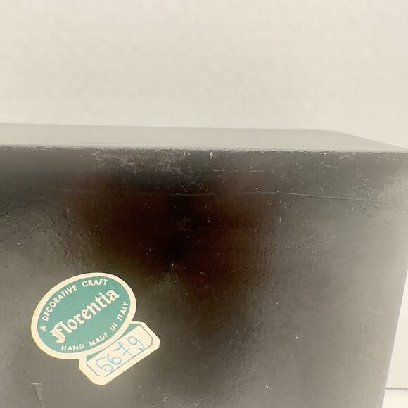 Vintage Florentine Wood Box, Made in Italy, Hand Painted, Black Square Numbered - Picture 11 of 14